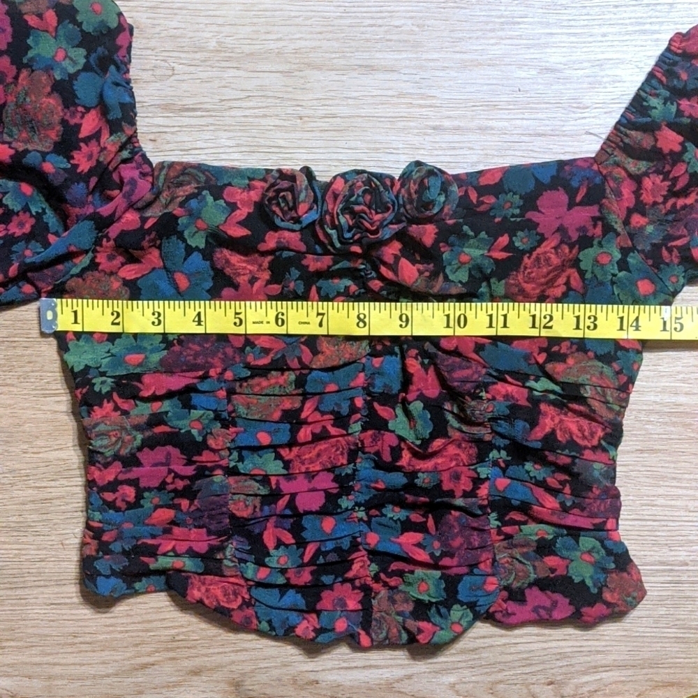 Free People NWOT Oh La La Blouse in Black Floral - Picture 5 of 10